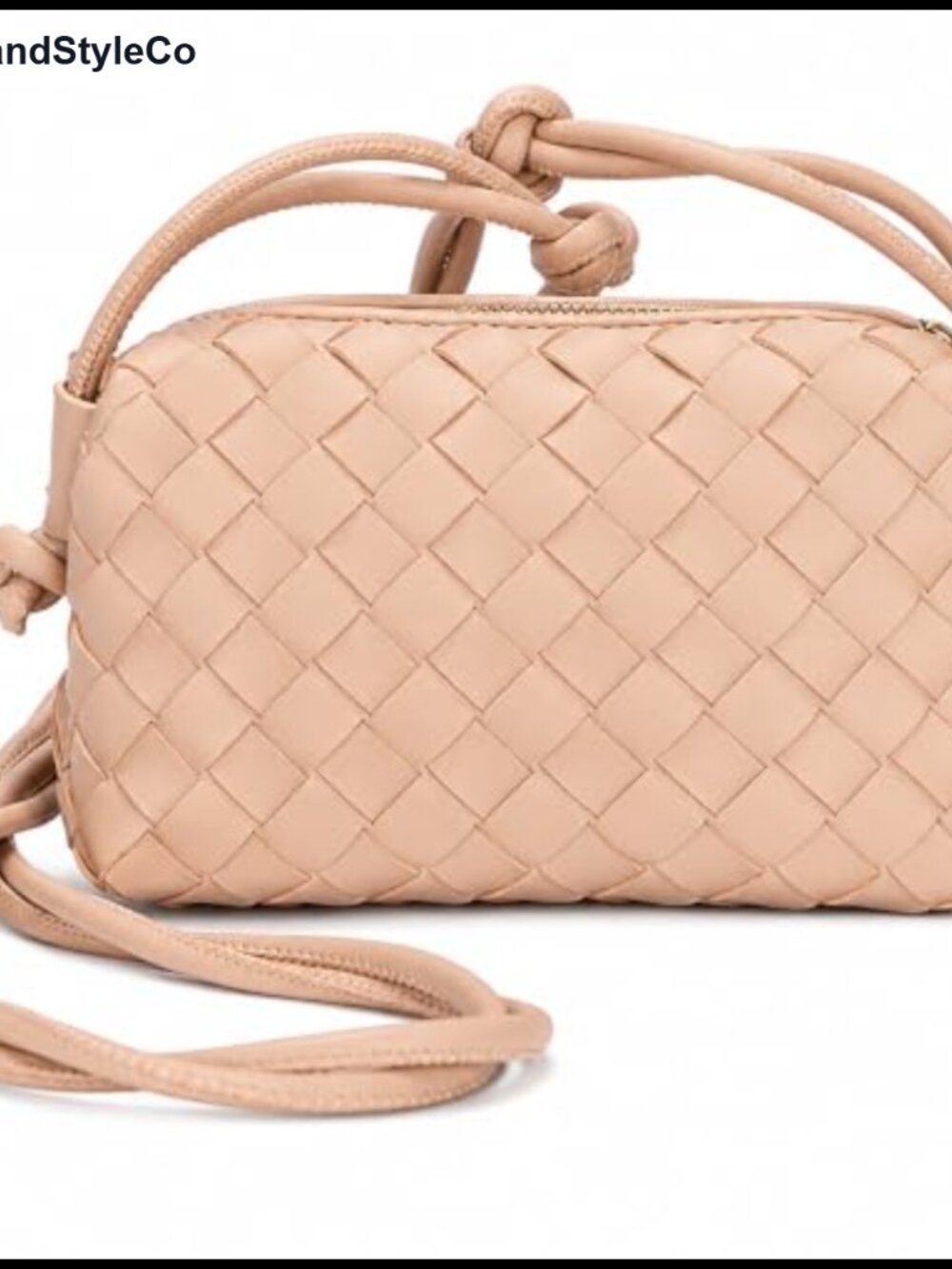 Woven Crossbody Bag Small PU Leather Shoulder Purse for Daily Use